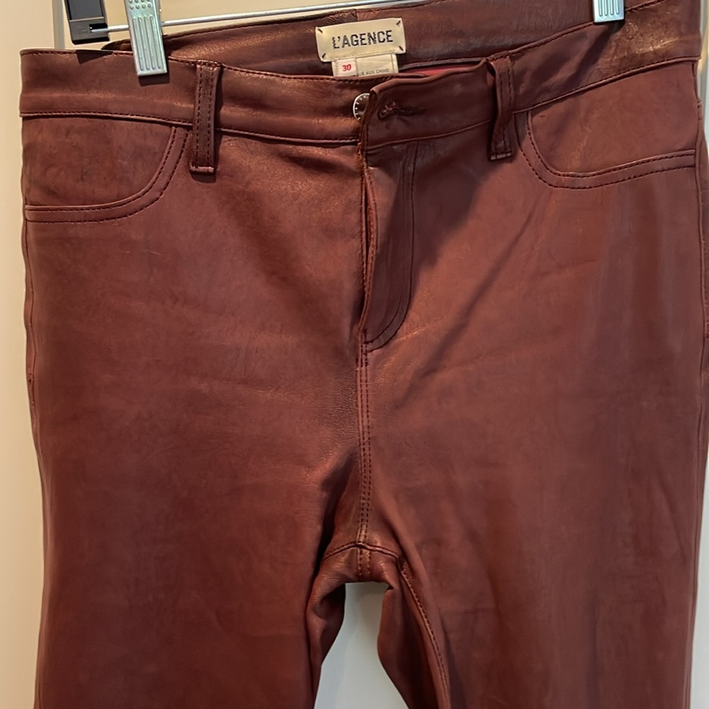 L’Agence lambskin burgundy, leather pants